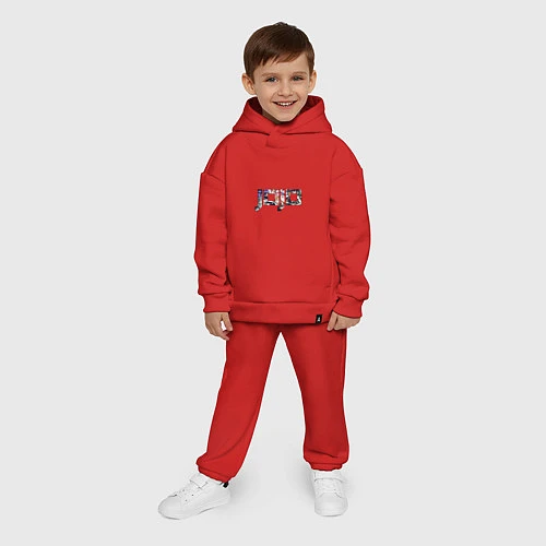 Детский костюм оверсайз Jojo Bizarre Adventure логотип / Красный – фото 4