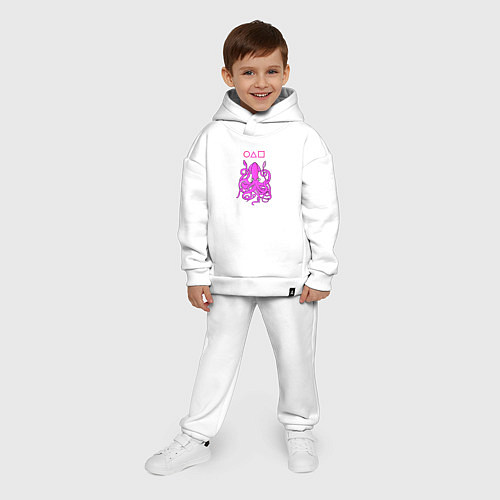 Детский костюм оверсайз Кальмар с лого / Белый – фото 4