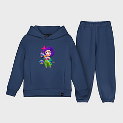 Детский костюм оверсайз Brawl Stars фиолетовые волосы, цвет: тёмно-синий