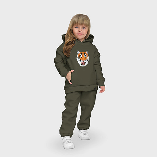 Детский костюм оверсайз Свирепый тигр стиль low poly / Хаки – фото 3