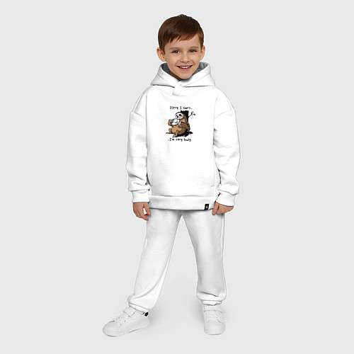 Детский костюм оверсайз Sorry I cant Im very busy / Белый – фото 4