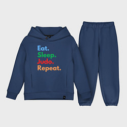 Детский костюм оверсайз Eat Sleep Judo Repeat, цвет: тёмно-синий