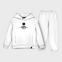 Детский костюм оверсайз Stray: Black Logo, цвет: белый