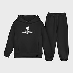 Детский костюм оверсайз Stray: White Logo, цвет: черный
