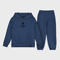 Детский костюм оверсайз Stray: Black Logo, цвет: тёмно-синий