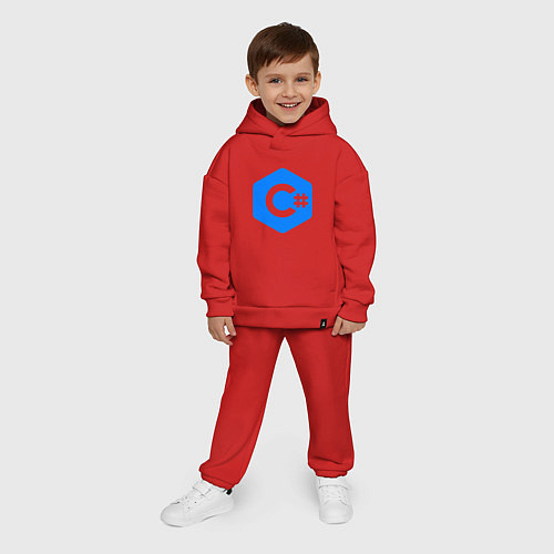 Детский костюм оверсайз Язык программирования C Sharp / Красный – фото 4