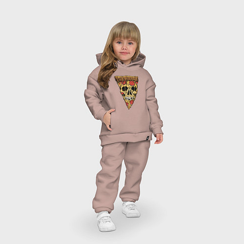 Детский костюм оверсайз Pizza - Skull / Пыльно-розовый – фото 3