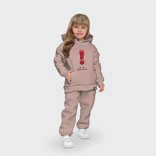 Детский костюм оверсайз Береги свое здоровье / Пыльно-розовый – фото 3