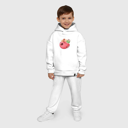 Детский костюм оверсайз Червяк в яблоке / Белый – фото 4