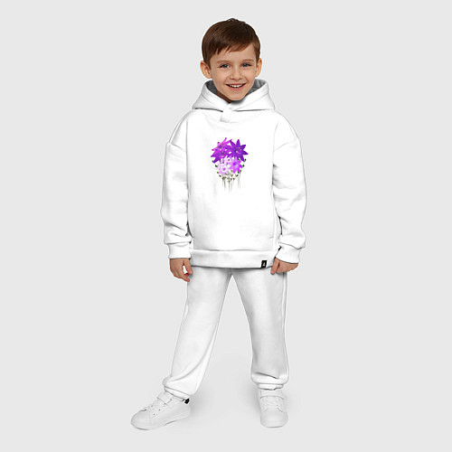 Детский костюм оверсайз Flowers purple light / Белый – фото 4