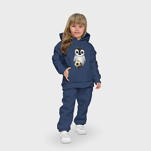 Детский костюм оверсайз Футбол - Пингвин / Тёмно-синий – фото 3