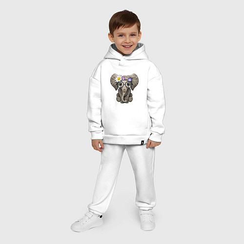 Детский костюм оверсайз Мир - Слон / Белый – фото 4