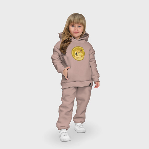 Детский костюм оверсайз Иронизирующая монета с Доге / Пыльно-розовый – фото 3