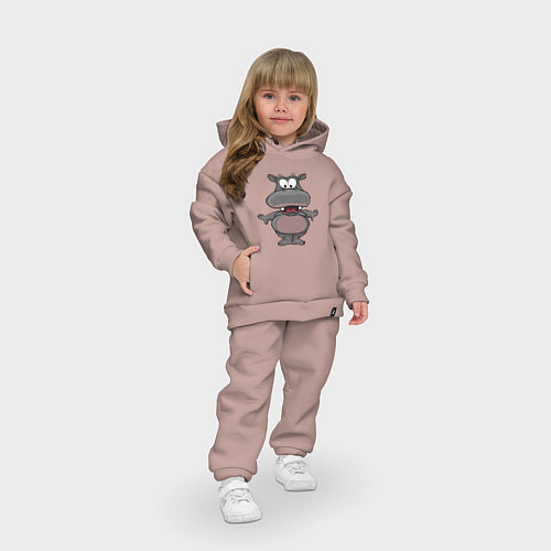 Детский костюм оверсайз Маленький счастливый бегемот / Пыльно-розовый – фото 3