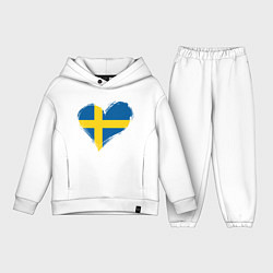 Детский костюм оверсайз Сердце - Швеция, цвет: белый
