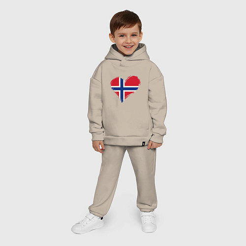 Детский костюм оверсайз Сердце - Норвегия / Миндальный – фото 4