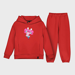 Детский костюм оверсайз Маленькая девочка с розовыми волосами, цвет: красный