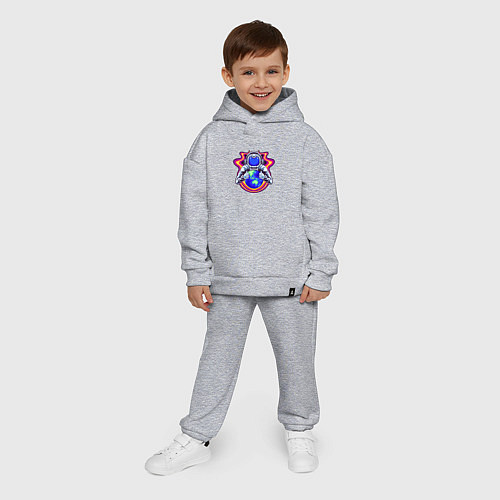 Детский костюм оверсайз Космонавт возле планеты / Меланж – фото 4