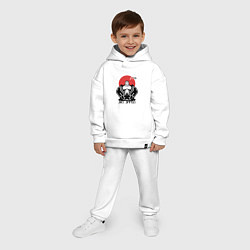 Детский костюм оверсайз Jiu Jitsu red sun logo, цвет: белый — фото 2