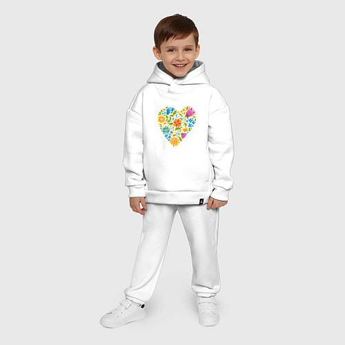 Детский костюм оверсайз Цветочный орнамент в форме сердца Любовь / Белый – фото 4