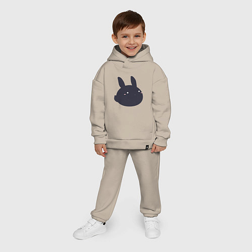 Детский костюм оверсайз Черный кролик - минимализм / Миндальный – фото 4