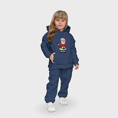 Детский костюм оверсайз Дед Мороз с елочной игрушкой / Тёмно-синий – фото 3