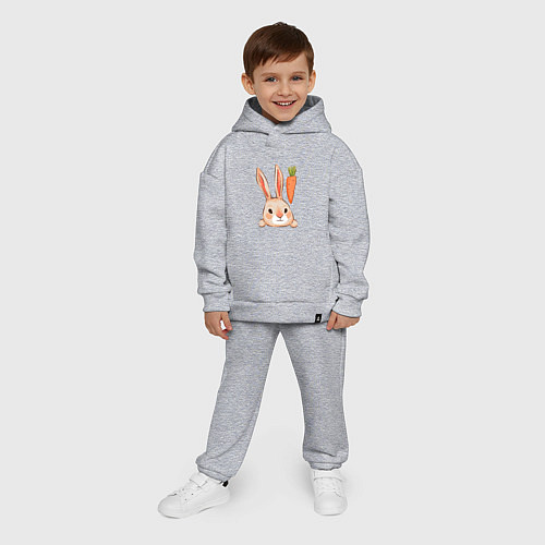 Детский костюм оверсайз Заяц с морковкой / Меланж – фото 4