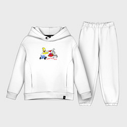 Детский костюм оверсайз Гомер Симпсон гонится за кроликом, цвет: белый