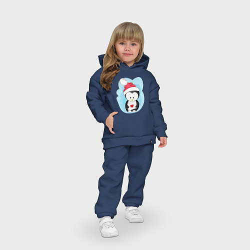 Детский костюм оверсайз Пингвин с письмом / Тёмно-синий – фото 3
