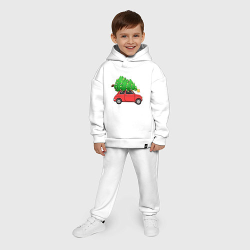 Детский костюм оверсайз Новогодняя машина с праздничной елкой / Белый – фото 4