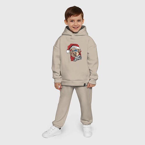 Детский костюм оверсайз Pug merry christmas / Миндальный – фото 4