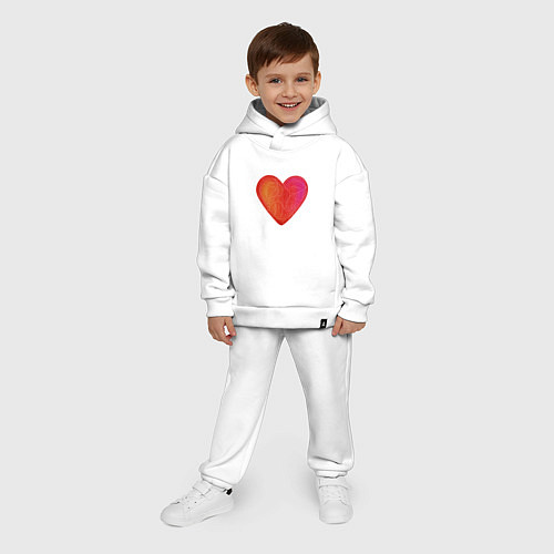 Детский костюм оверсайз Красное Сердце любовь / Белый – фото 4