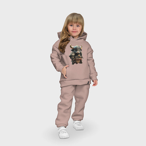 Детский костюм оверсайз Бык викинг / Пыльно-розовый – фото 3