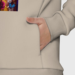 Детский костюм оверсайз Синяя женщина с котами - нейросеть, цвет: миндальный — фото 2