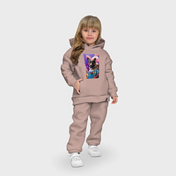 Детский костюм оверсайз Пёс космонавт - нейросеть, цвет: пыльно-розовый — фото 2