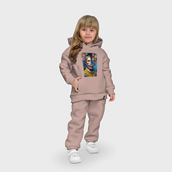 Детский костюм оверсайз Девушка тигрица - коллаборация - нейросеть, цвет: пыльно-розовый — фото 2