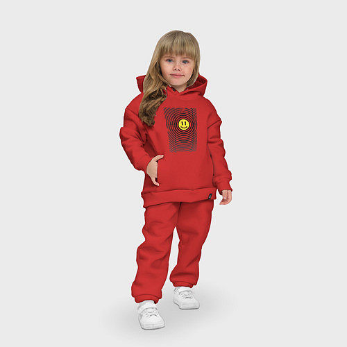 Детский костюм оверсайз Expand your mind и смайлик в круглой ряби / Красный – фото 3