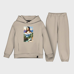 Детский костюм оверсайз Джоконда и её любимый дракончик - акварель