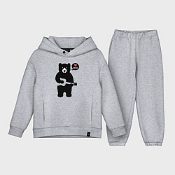 Детский костюм оверсайз Мишка любит музыку, цвет: меланж