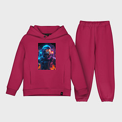 Детский костюм оверсайз Огненный космонавт, цвет: маджента