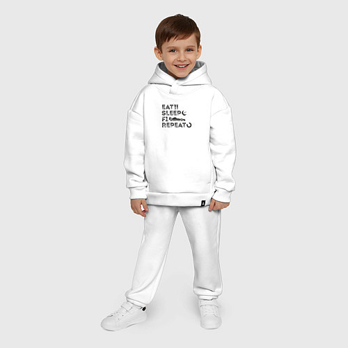 Детский костюм оверсайз Eat sleep F1 / Белый – фото 4