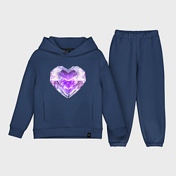 Детский костюм оверсайз Хрустальное сиреневое сердце, цвет: тёмно-синий