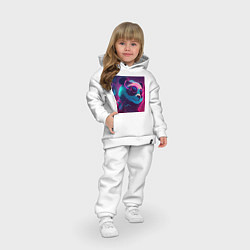 Детский костюм оверсайз Панда в неоновом свете, цвет: белый — фото 2
