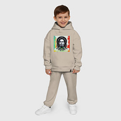 Детский костюм оверсайз Боб Марли граффити триколор, цвет: миндальный — фото 2
