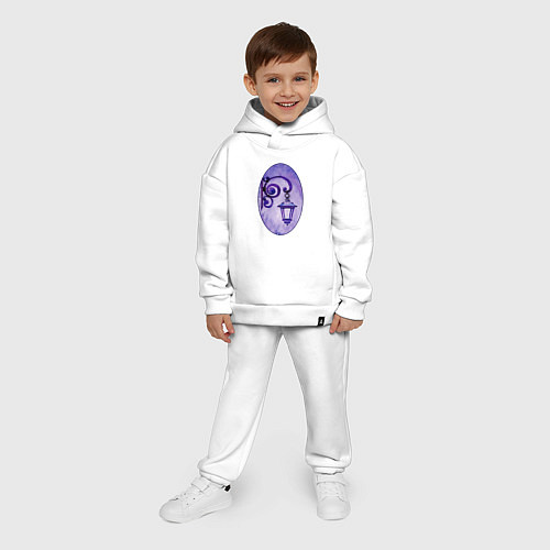 Детский костюм оверсайз Фиолетовый уличный фонарь в рамке / Белый – фото 4
