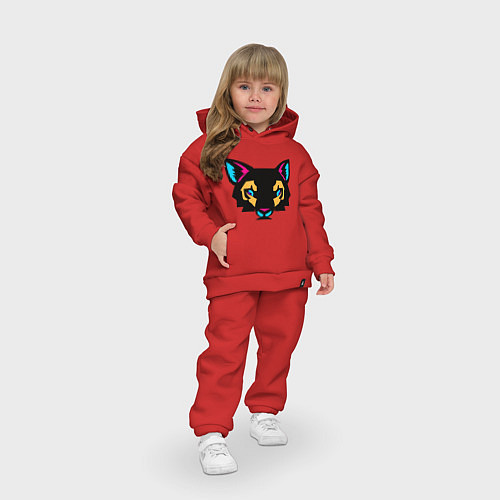 Детский костюм оверсайз Яркий абстрактный кот / Красный – фото 3