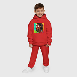 Детский костюм оверсайз Разноцветный цифровой арт Боб Марли, цвет: красный — фото 2
