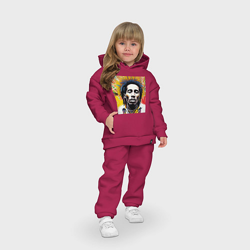 Детский костюм оверсайз Арт Граффити Боб Марли / Маджента – фото 3