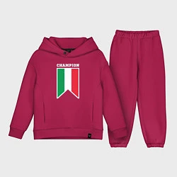 Детский костюм оверсайз Италия чемпион, цвет: маджента