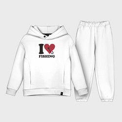 Детский костюм оверсайз I love fishing, цвет: белый